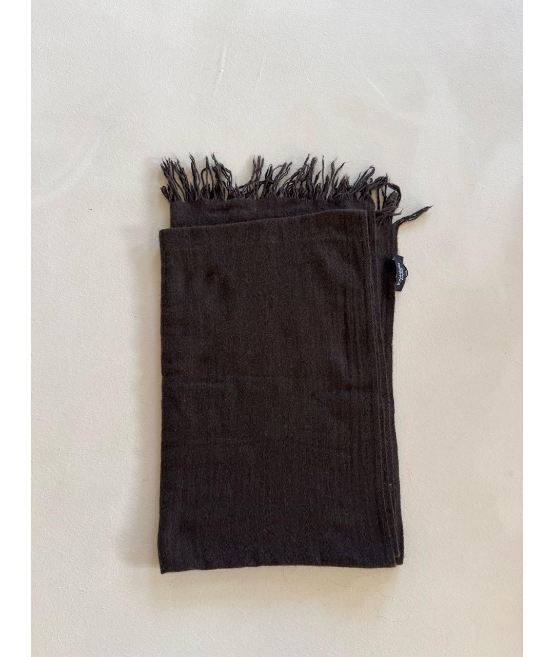 SAINT LAURENT Коричневый кашемировый шарф, фото 2