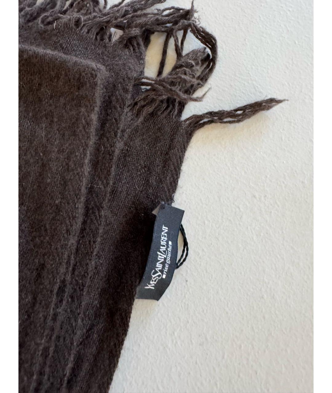 SAINT LAURENT Коричневый кашемировый шарф, фото 3