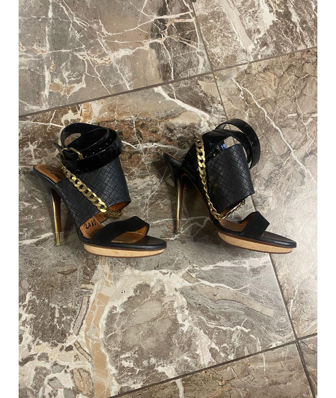 LANVIN Черные кожаные босоножки, фото 6
