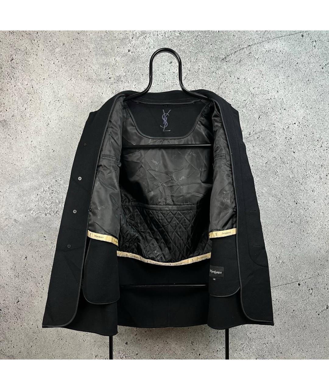 SAINT LAURENT Черное пальто, фото 2