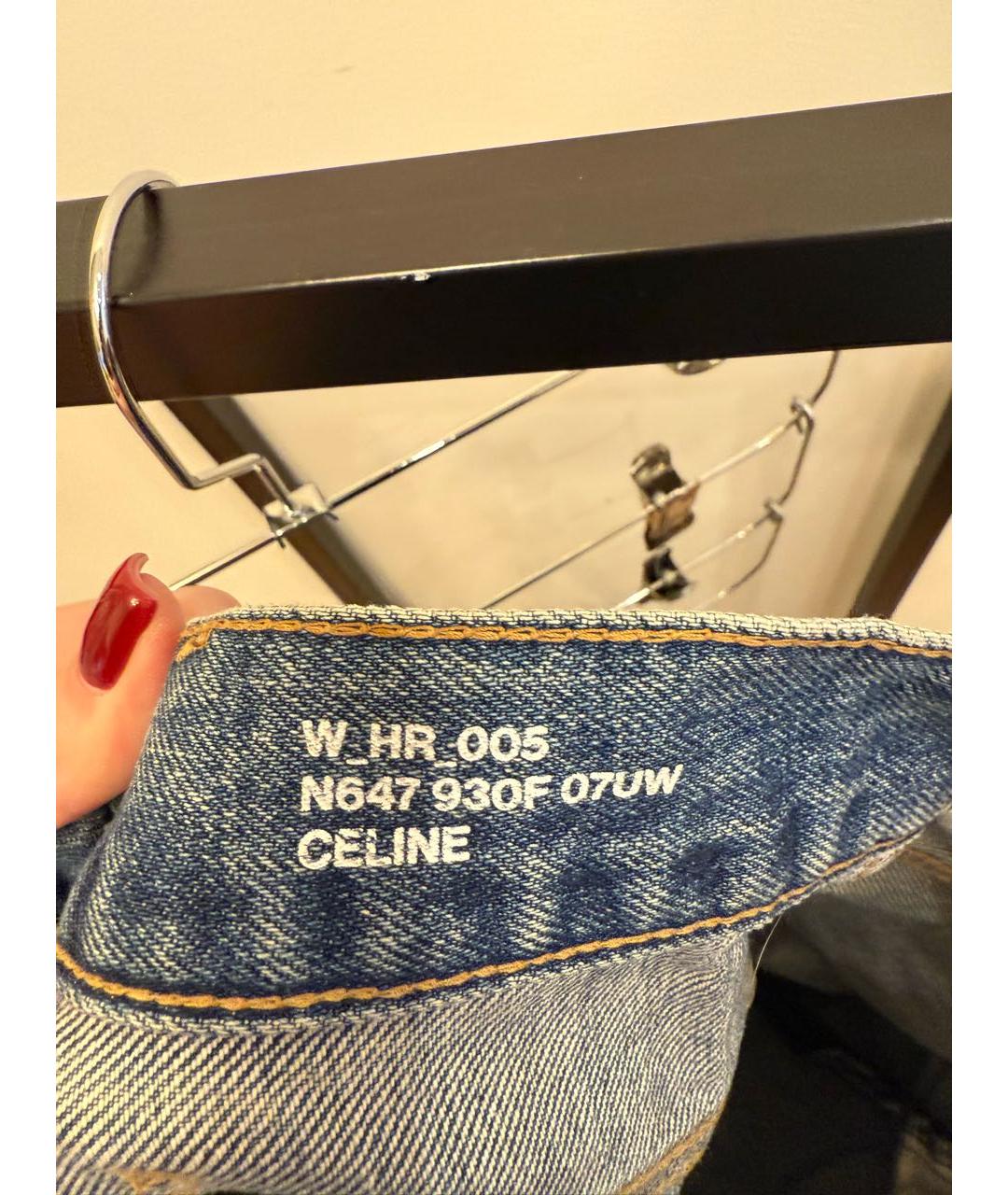 CELINE Синие хлопковые прямые джинсы, фото 3