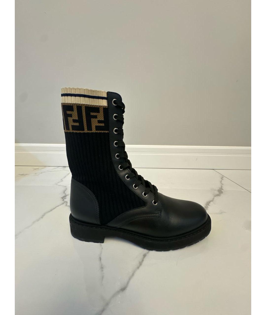 FENDI Черные кожаные ботинки, фото 5