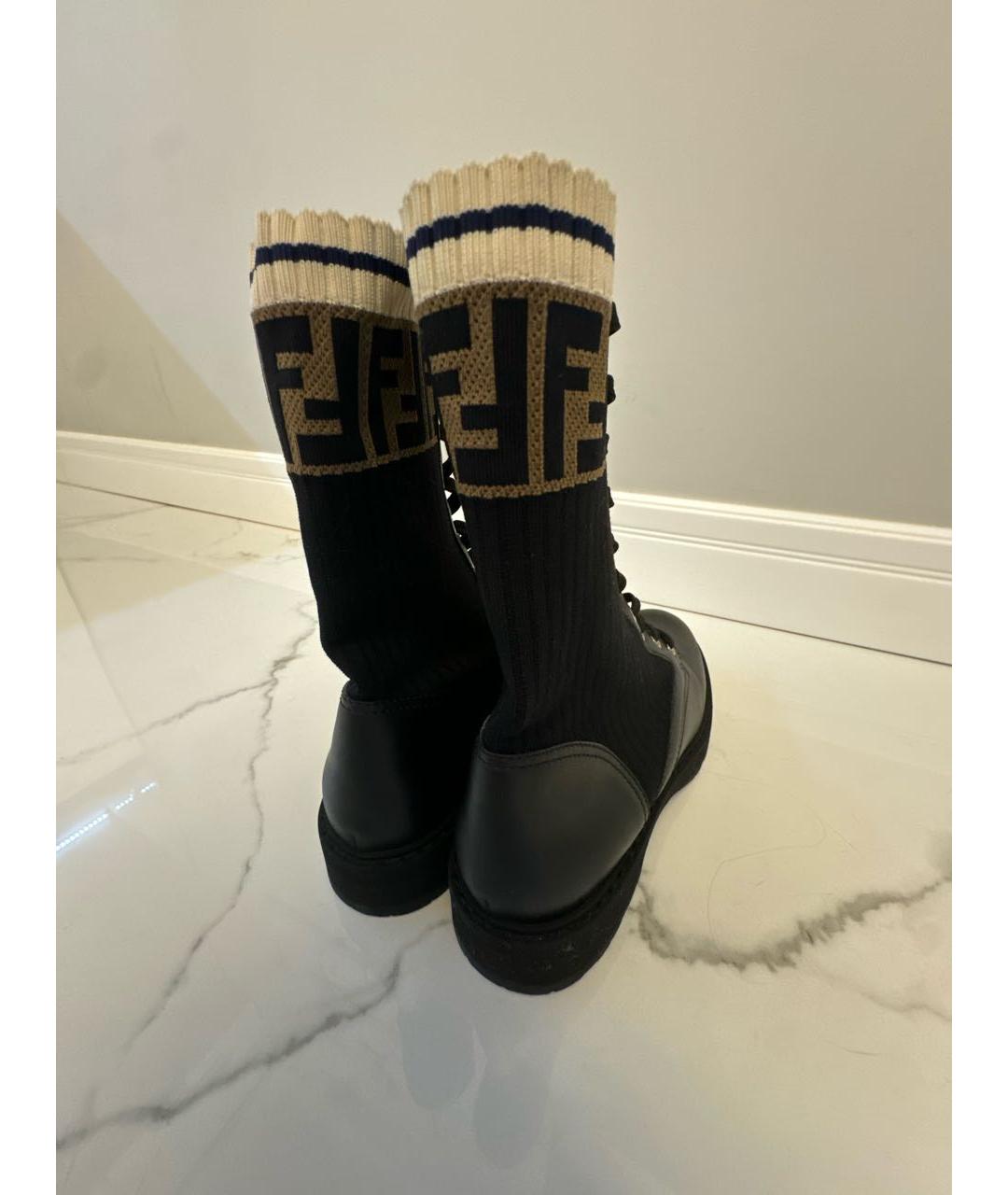 FENDI Черные кожаные ботинки, фото 4