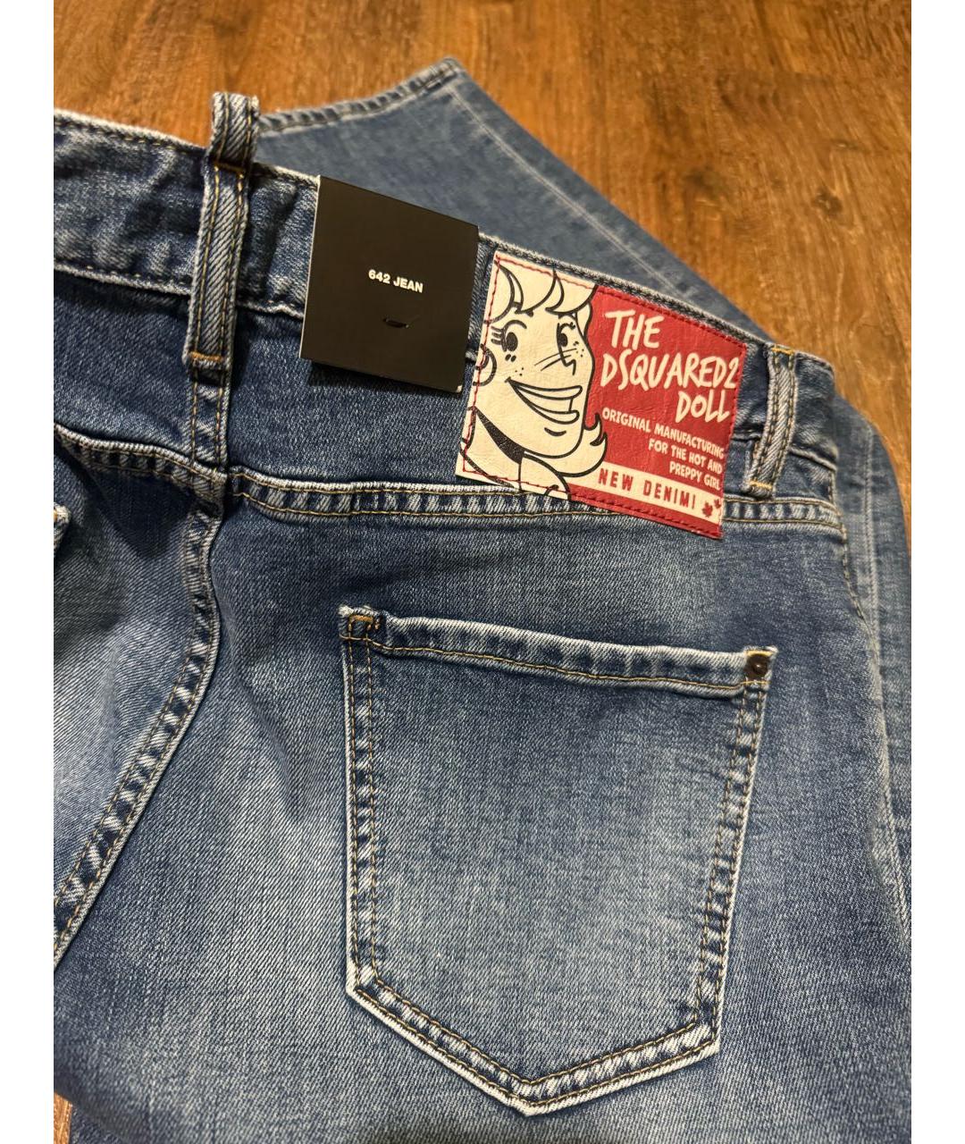 DSQUARED2 Голубые хлопковые прямые джинсы, фото 4