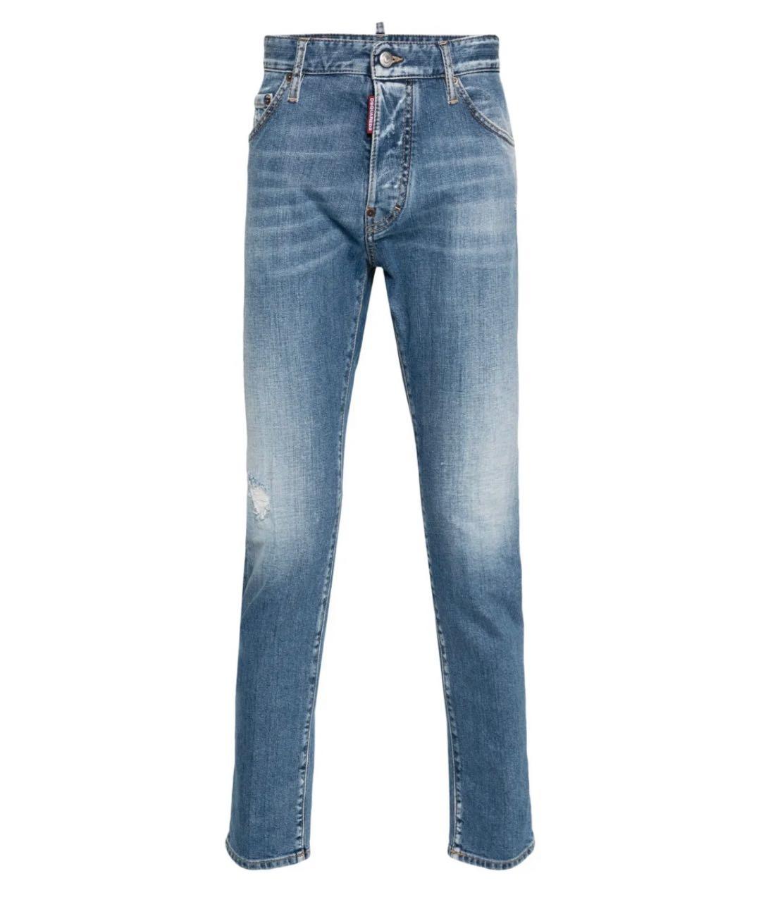 DSQUARED2 Голубые хлопковые прямые джинсы, фото 1