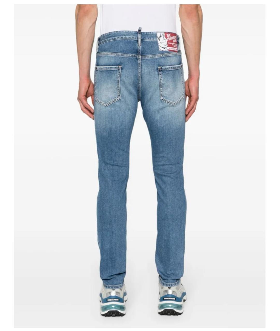 DSQUARED2 Голубые хлопковые прямые джинсы, фото 2