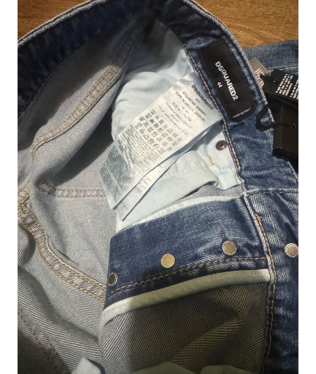 DSQUARED2 Голубые хлопковые прямые джинсы, фото 7