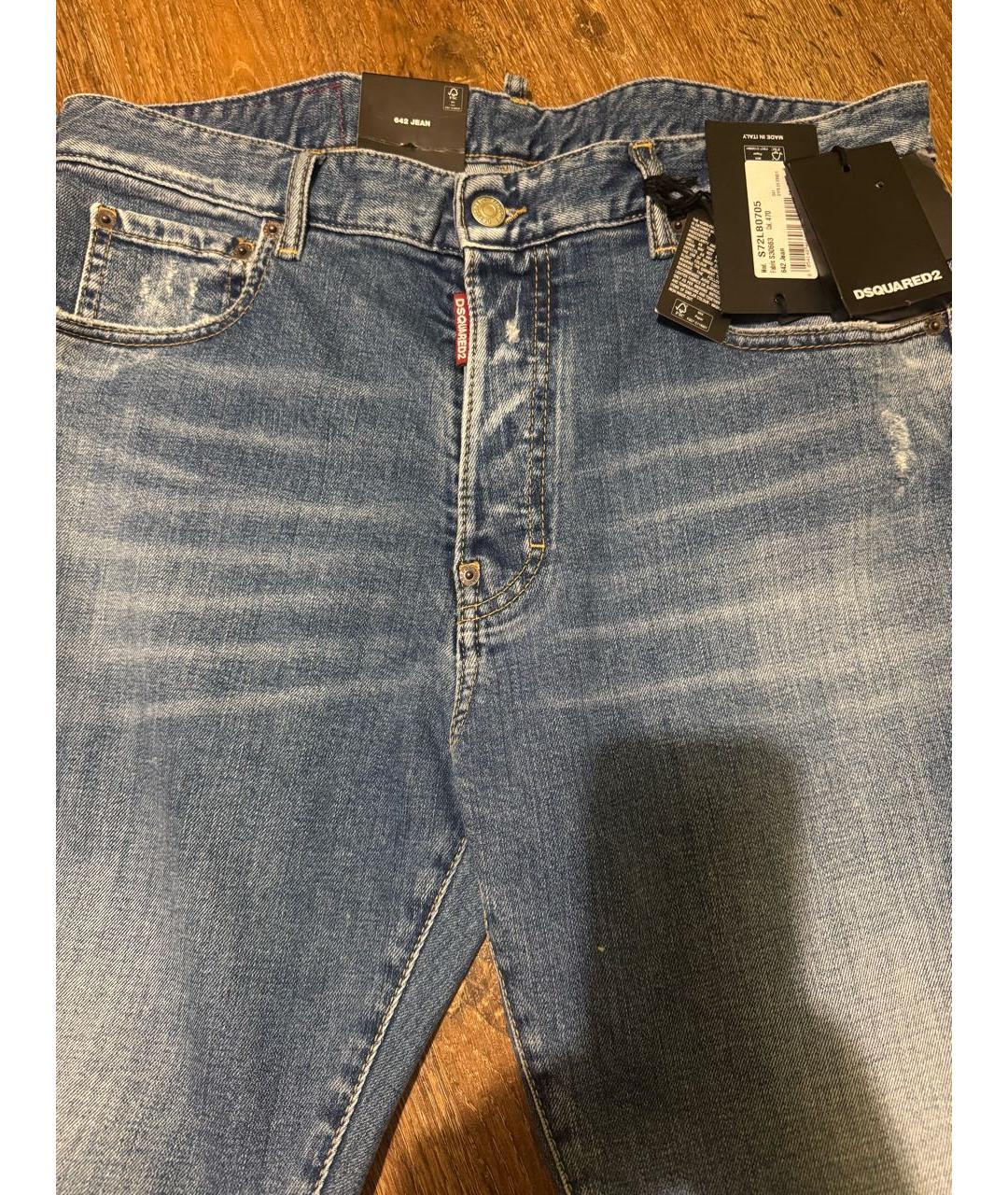 DSQUARED2 Голубые хлопковые прямые джинсы, фото 3