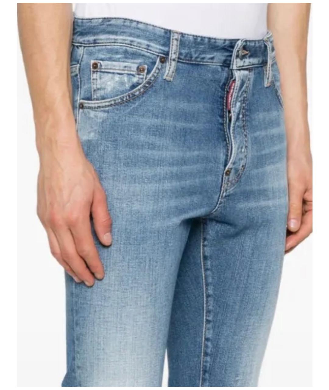 DSQUARED2 Голубые хлопковые прямые джинсы, фото 5