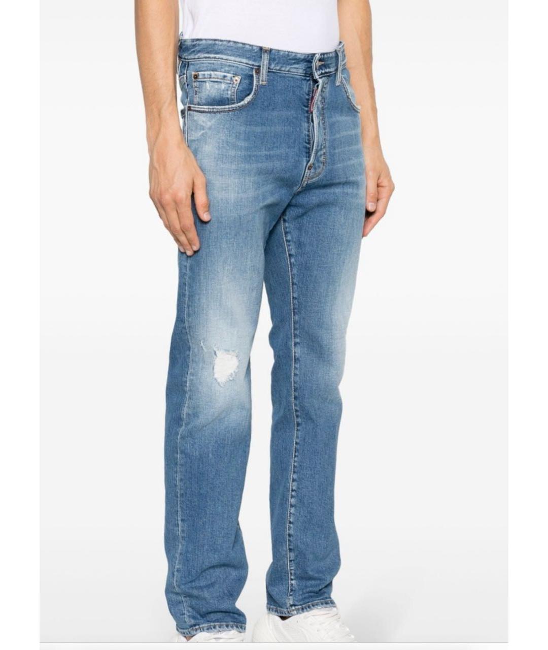 DSQUARED2 Голубые хлопковые прямые джинсы, фото 6