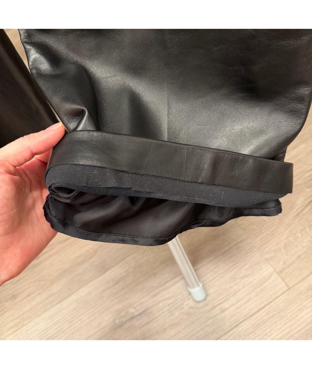 GUCCI Черные кожаные прямые брюки, фото 5