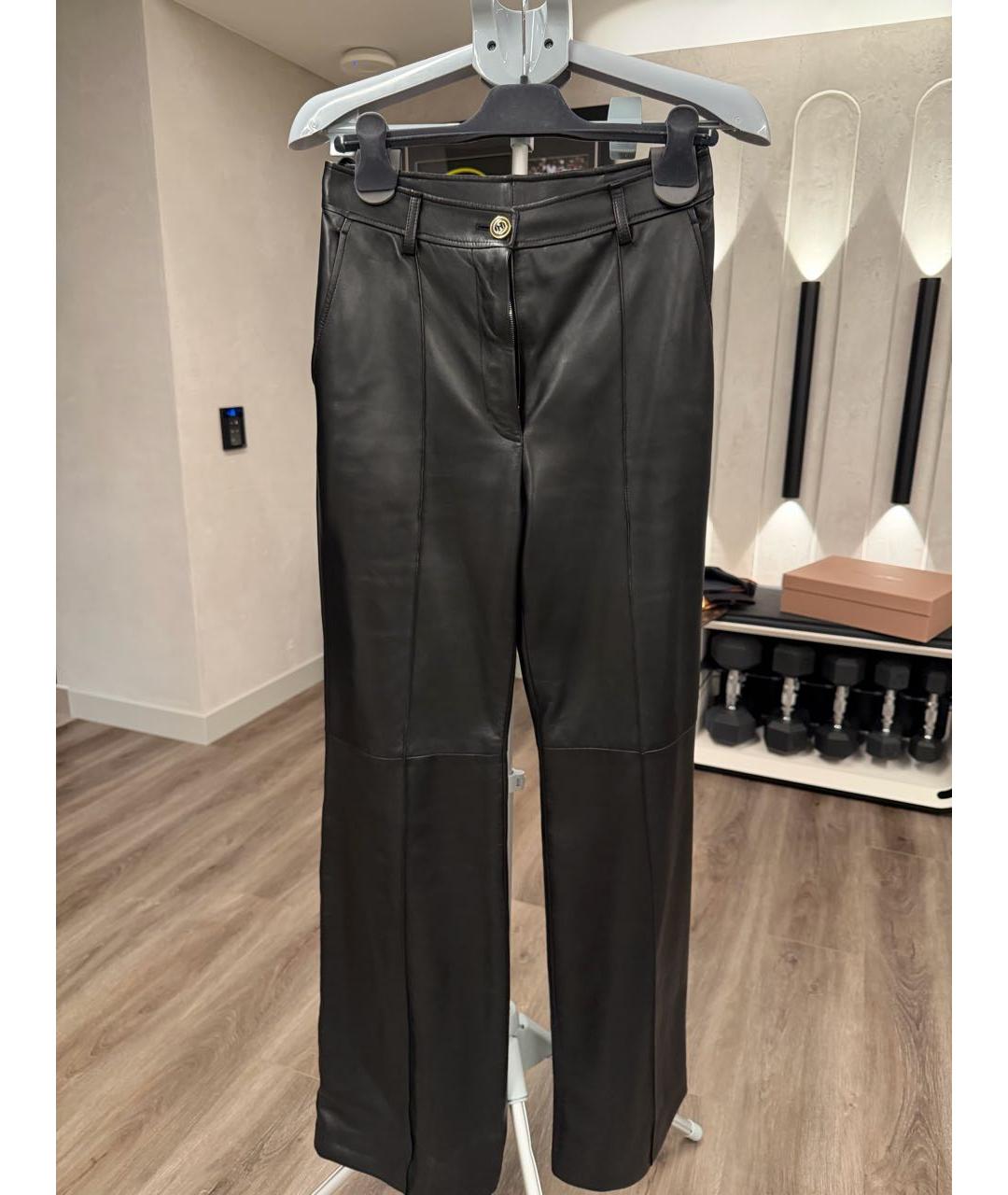 GUCCI Черные кожаные прямые брюки, фото 6