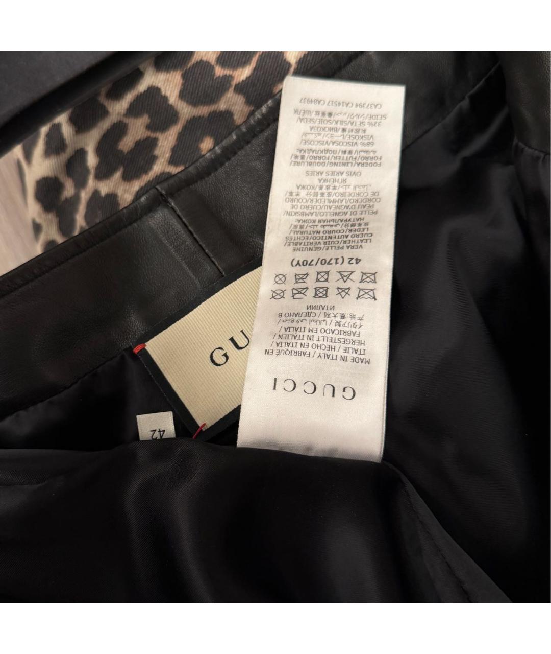 GUCCI Черные кожаные прямые брюки, фото 4