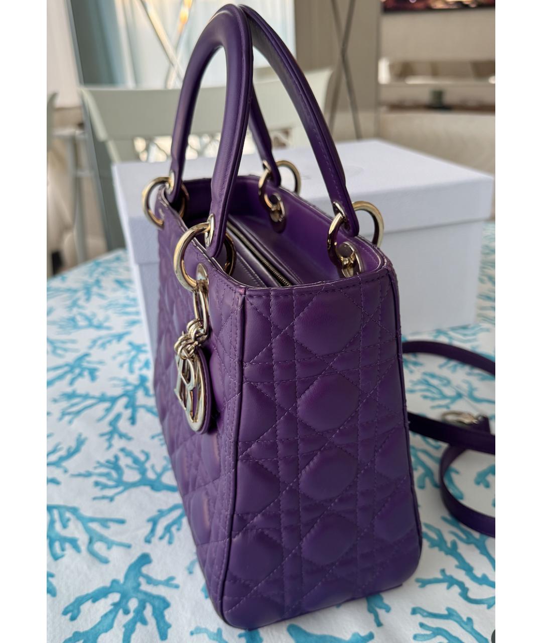 CHRISTIAN DIOR Фиолетовая кожаная сумка с короткими ручками, фото 2
