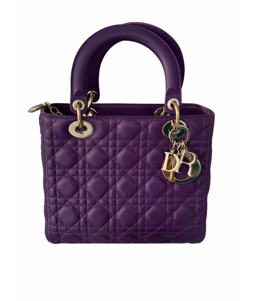 CHRISTIAN DIOR Фиолетовая кожаная сумка с короткими ручками, фото 1