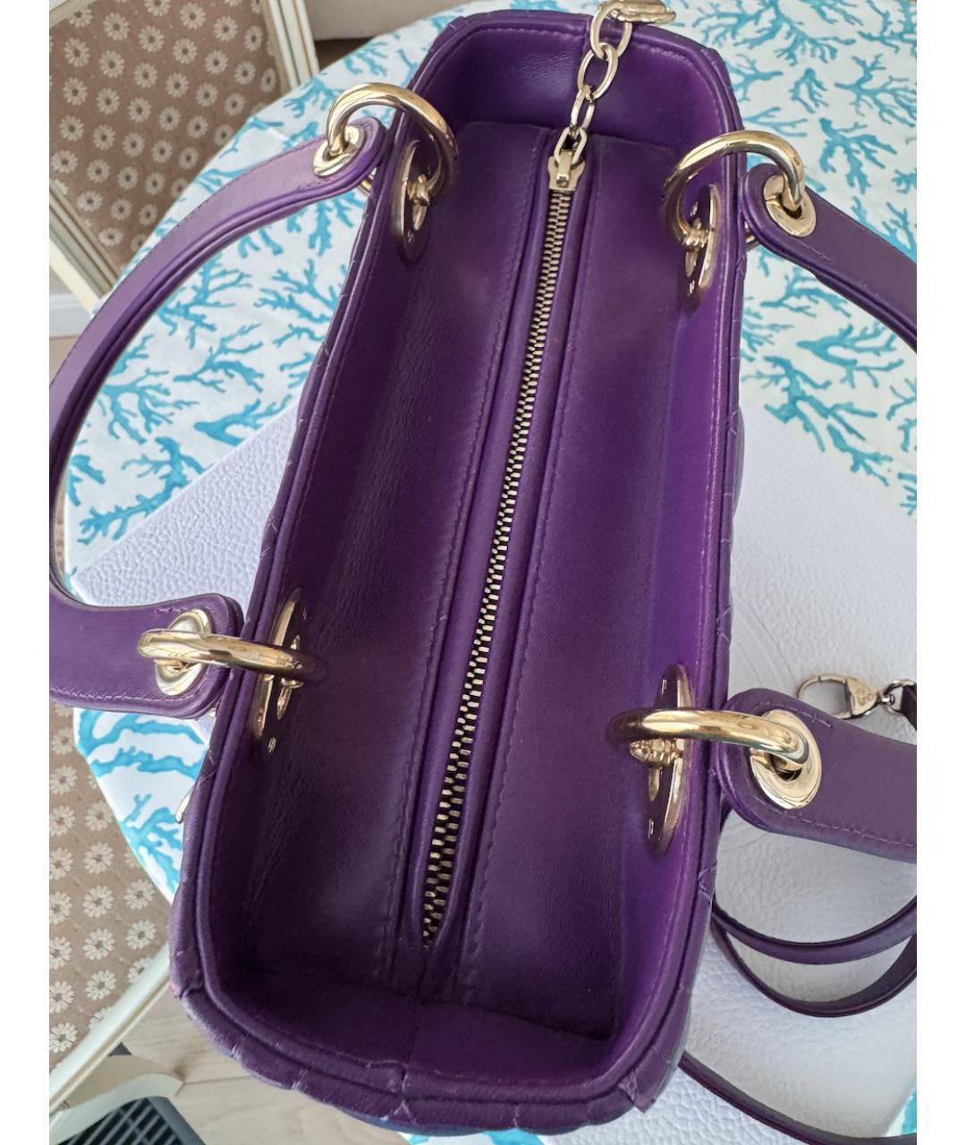 CHRISTIAN DIOR Фиолетовая кожаная сумка с короткими ручками, фото 4