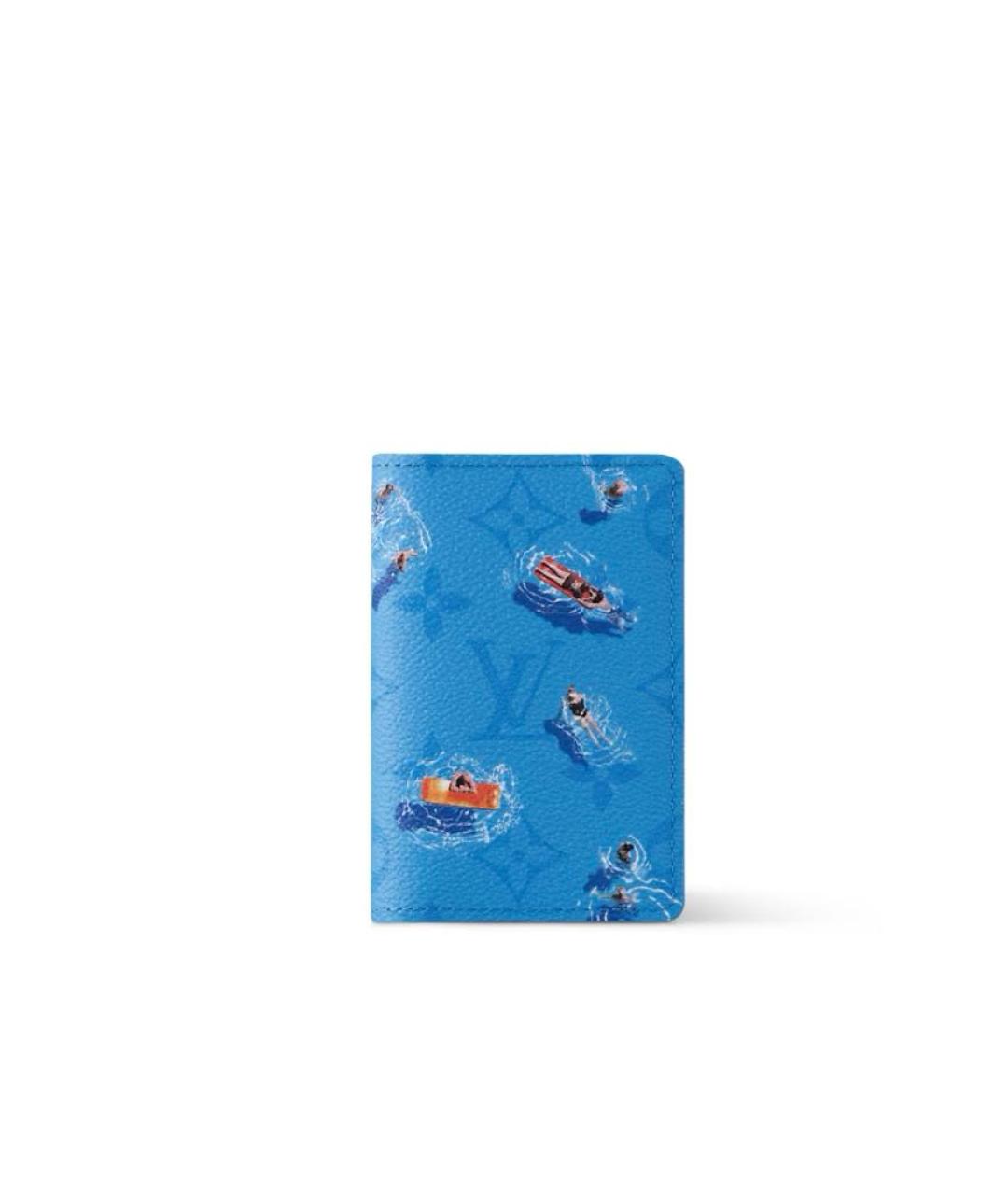 LOUIS VUITTON Синий кожаный кошелек, фото 5