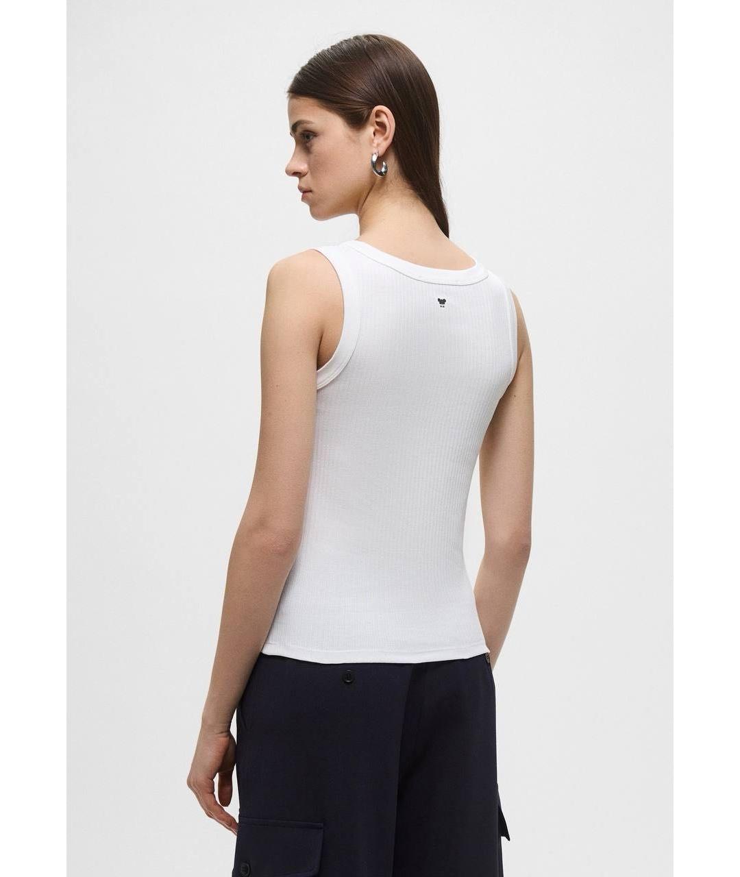 WEEKEND MAX MARA Белая хлопковая майка, фото 3