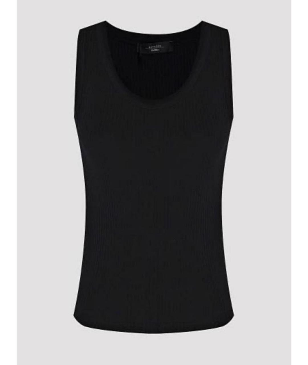 WEEKEND MAX MARA Черная хлопковая майка, фото 6