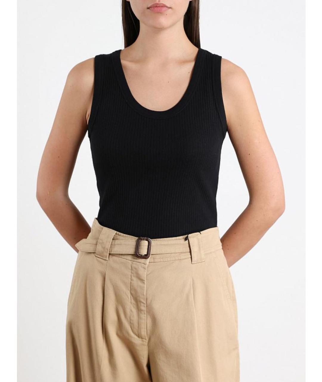 WEEKEND MAX MARA Черная хлопковая майка, фото 3