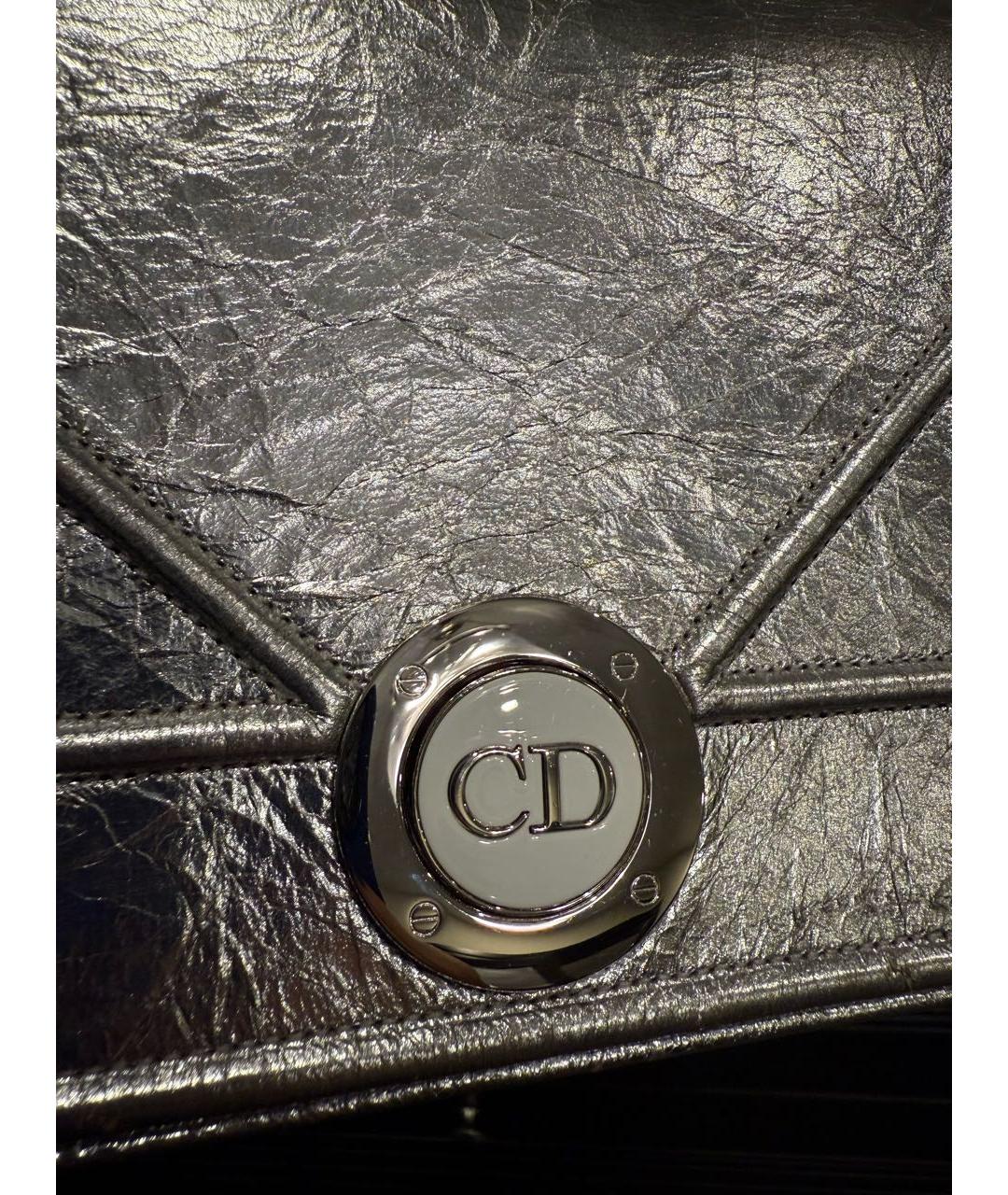 CHRISTIAN DIOR Серебряная кожаная сумка через плечо, фото 2