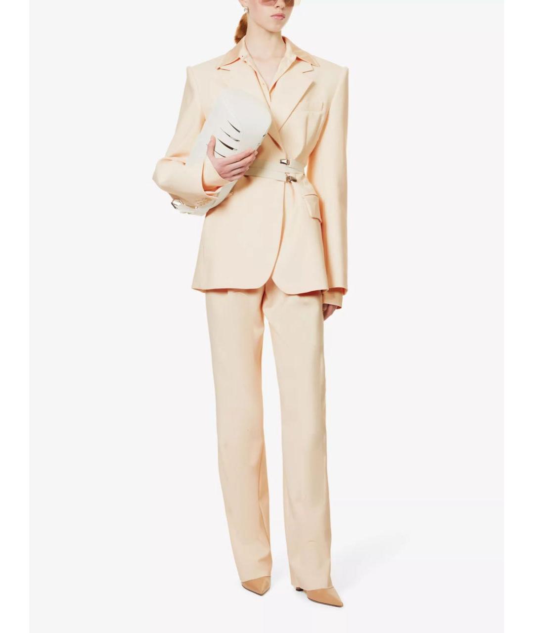 SPORTMAX Бежевый шерстяной костюм с брюками, фото 7