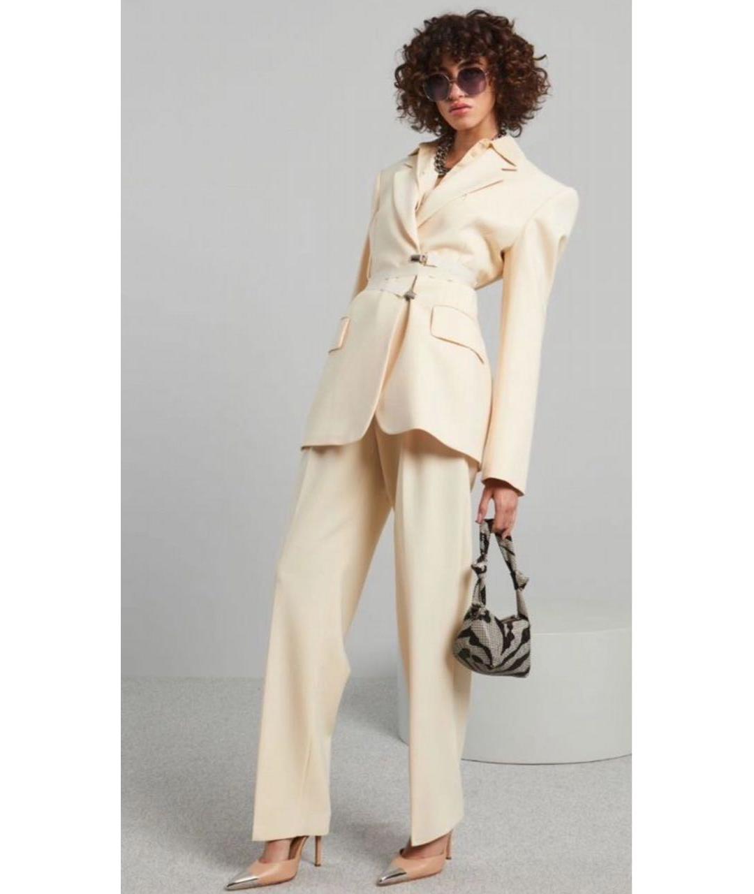 SPORTMAX Бежевый шерстяной костюм с брюками, фото 2