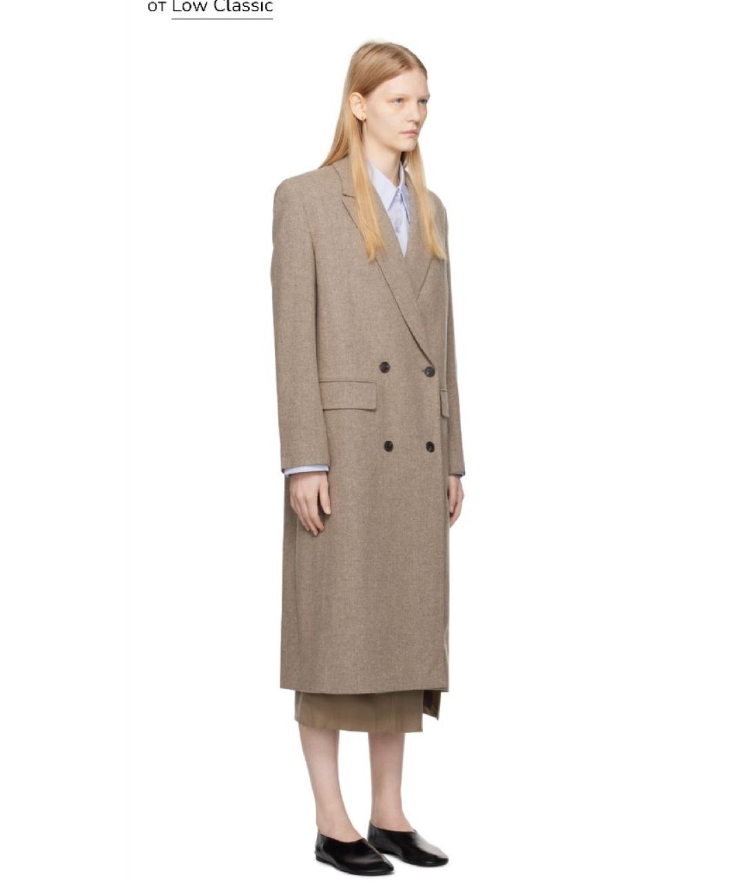 LOW CLASSIC Бежевое шерстяное пальто, фото 6