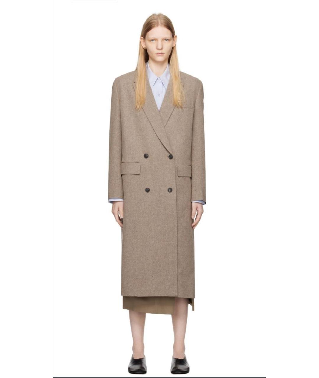 LOW CLASSIC Бежевое шерстяное пальто, фото 3