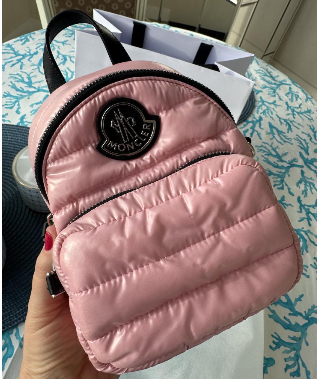 MONCLER Розовая синтетическая сумка через плечо, фото 10