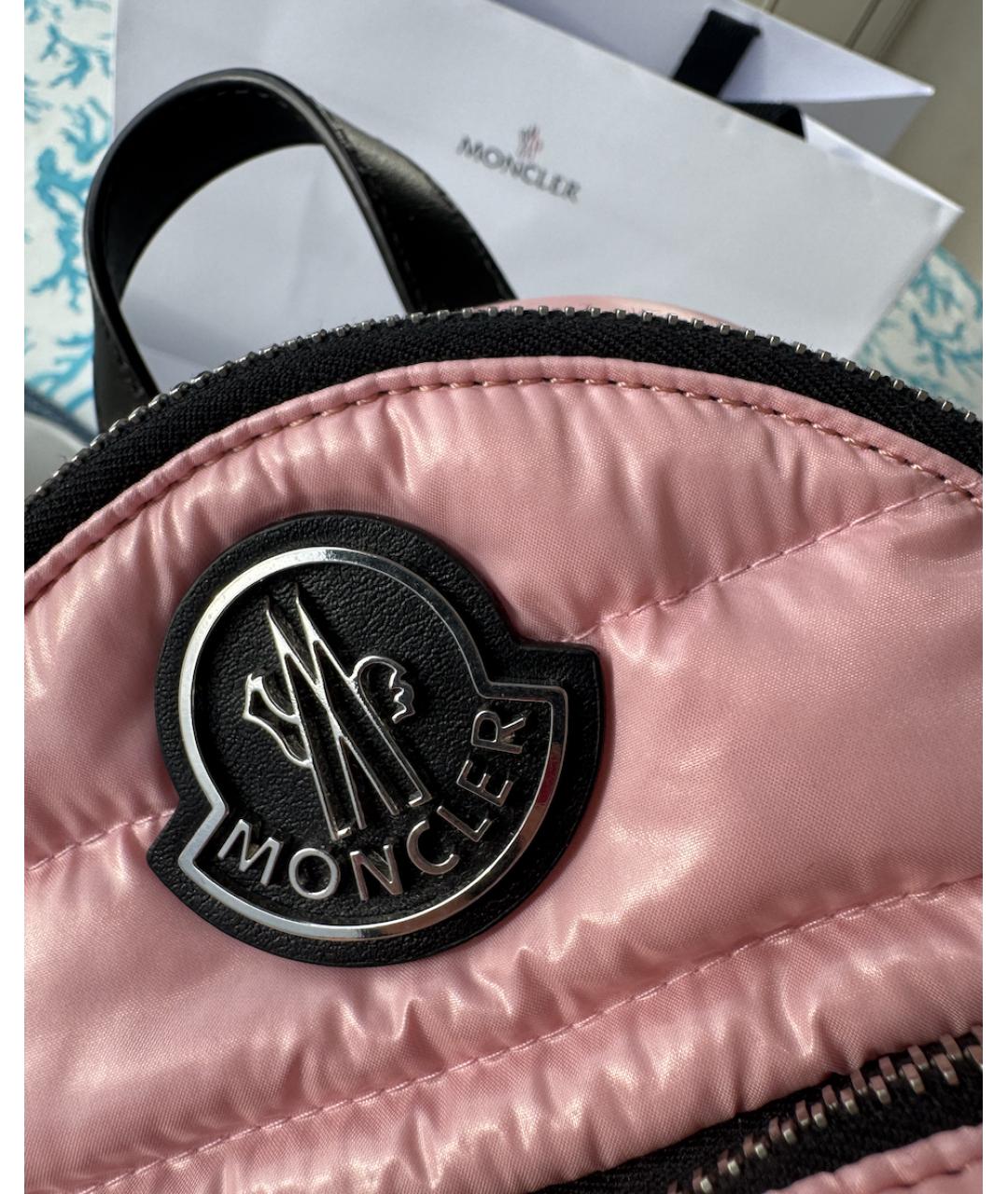 MONCLER Розовая синтетическая сумка через плечо, фото 6