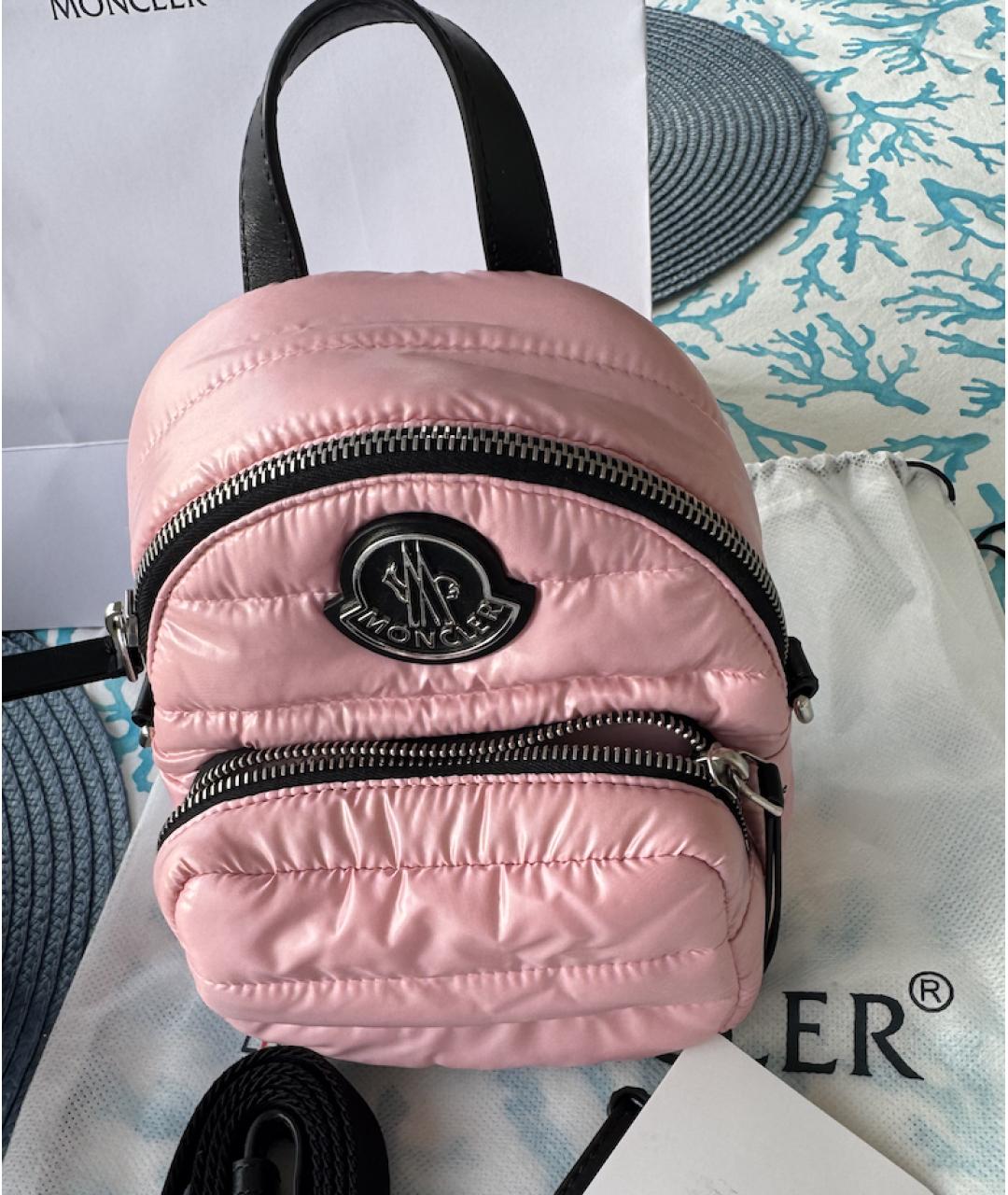 MONCLER Розовая синтетическая сумка через плечо, фото 9