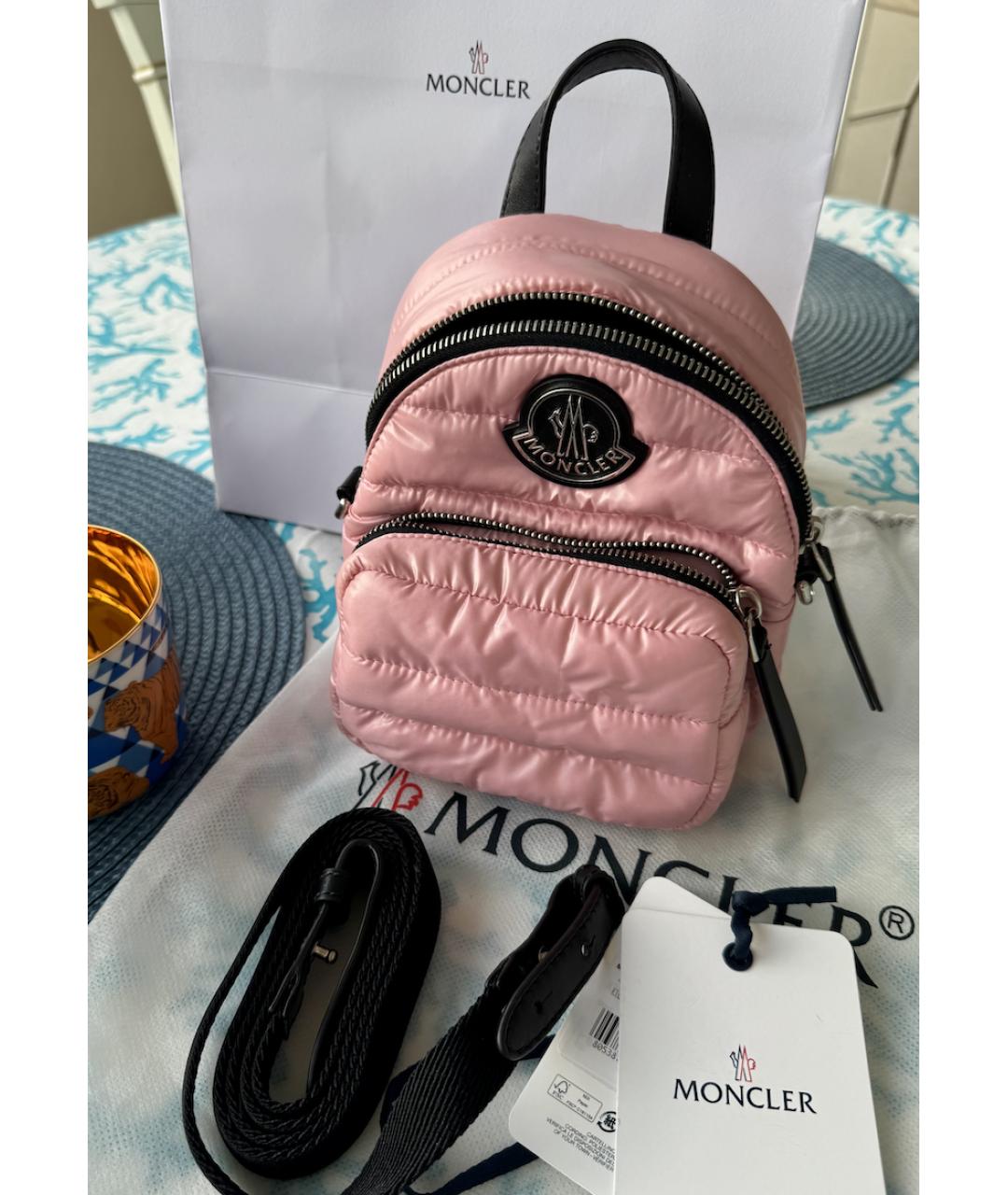 MONCLER Розовая синтетическая сумка через плечо, фото 8