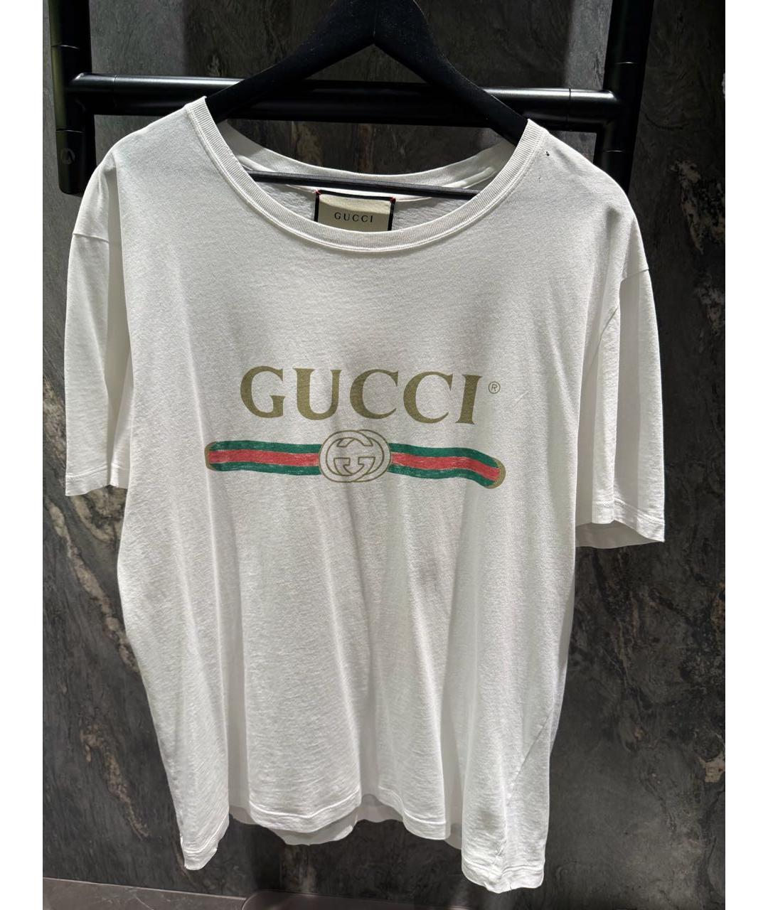 GUCCI Белая хлопковая футболка, фото 5