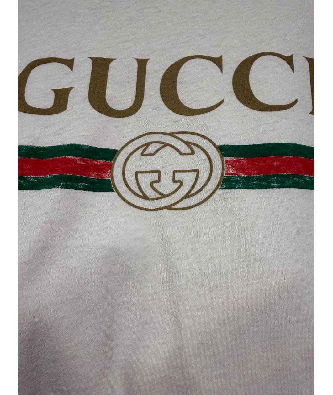 GUCCI Белая хлопковая футболка, фото 4