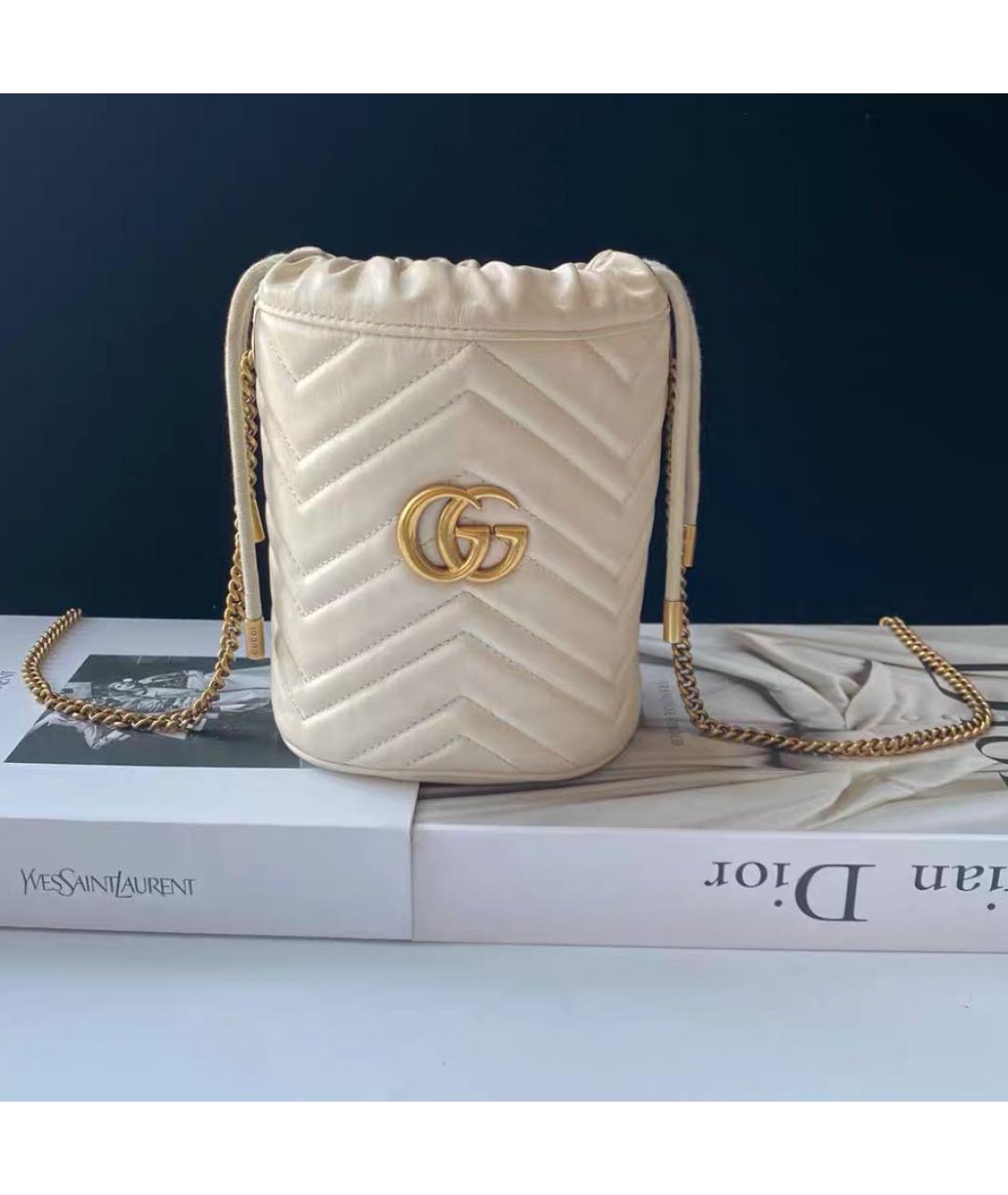GUCCI Белая кожаная сумка через плечо, фото 2