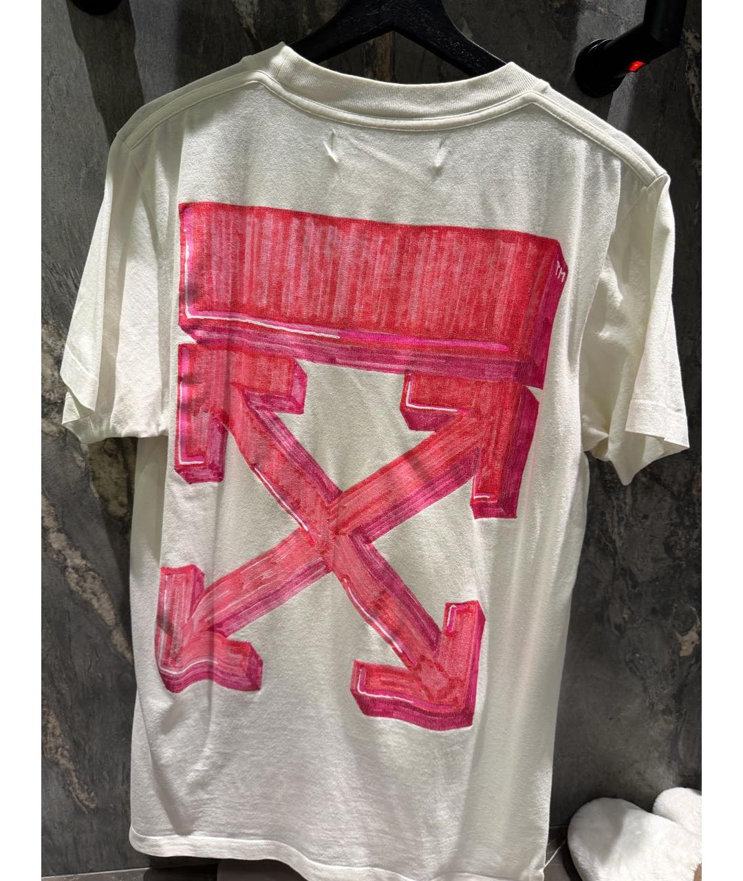 OFF-WHITE Белая хлопковая футболка, фото 2