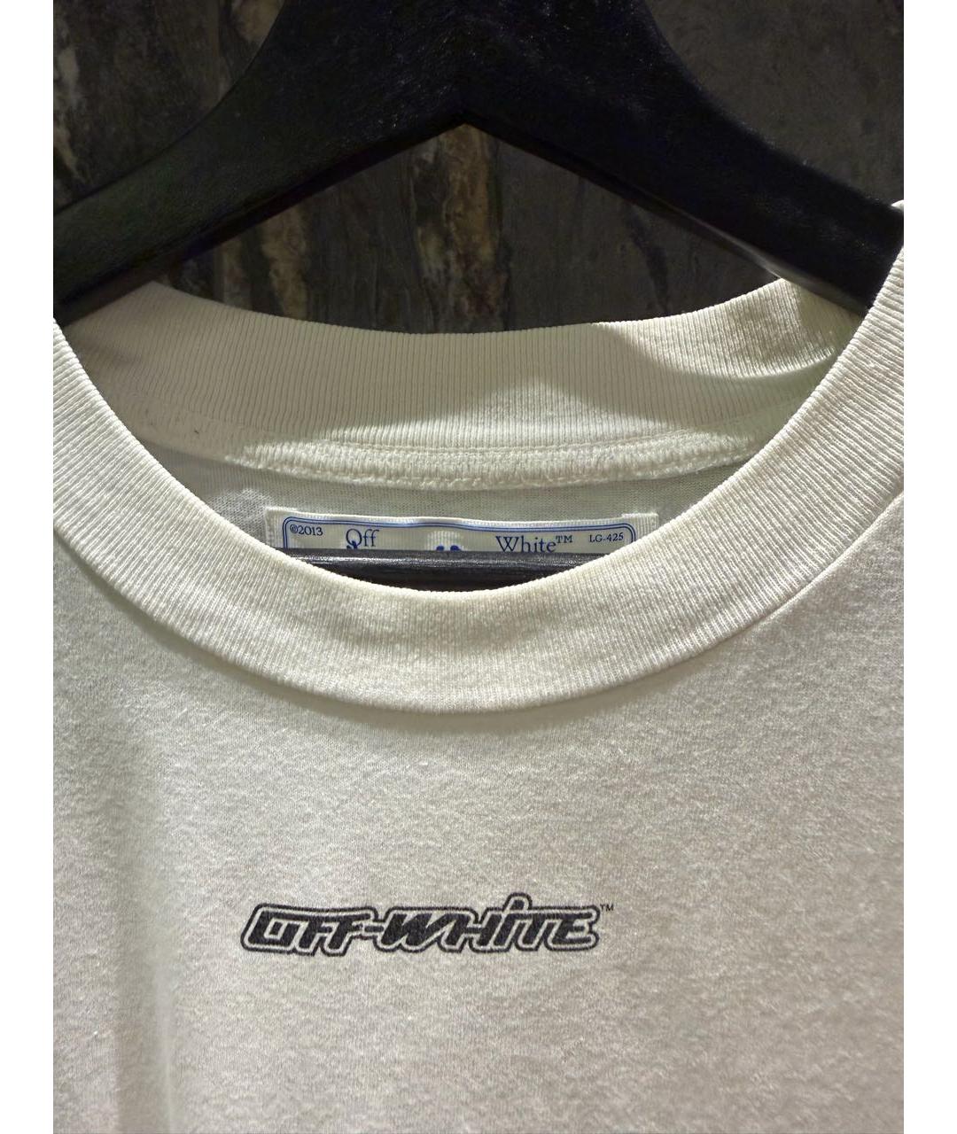 OFF-WHITE Белая хлопковая футболка, фото 3