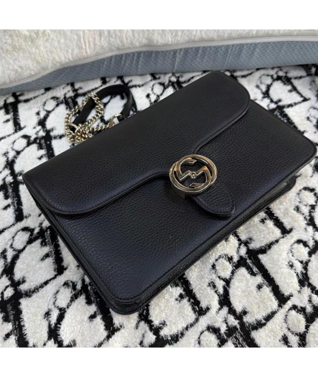 GUCCI Черная кожаная сумка через плечо, фото 4