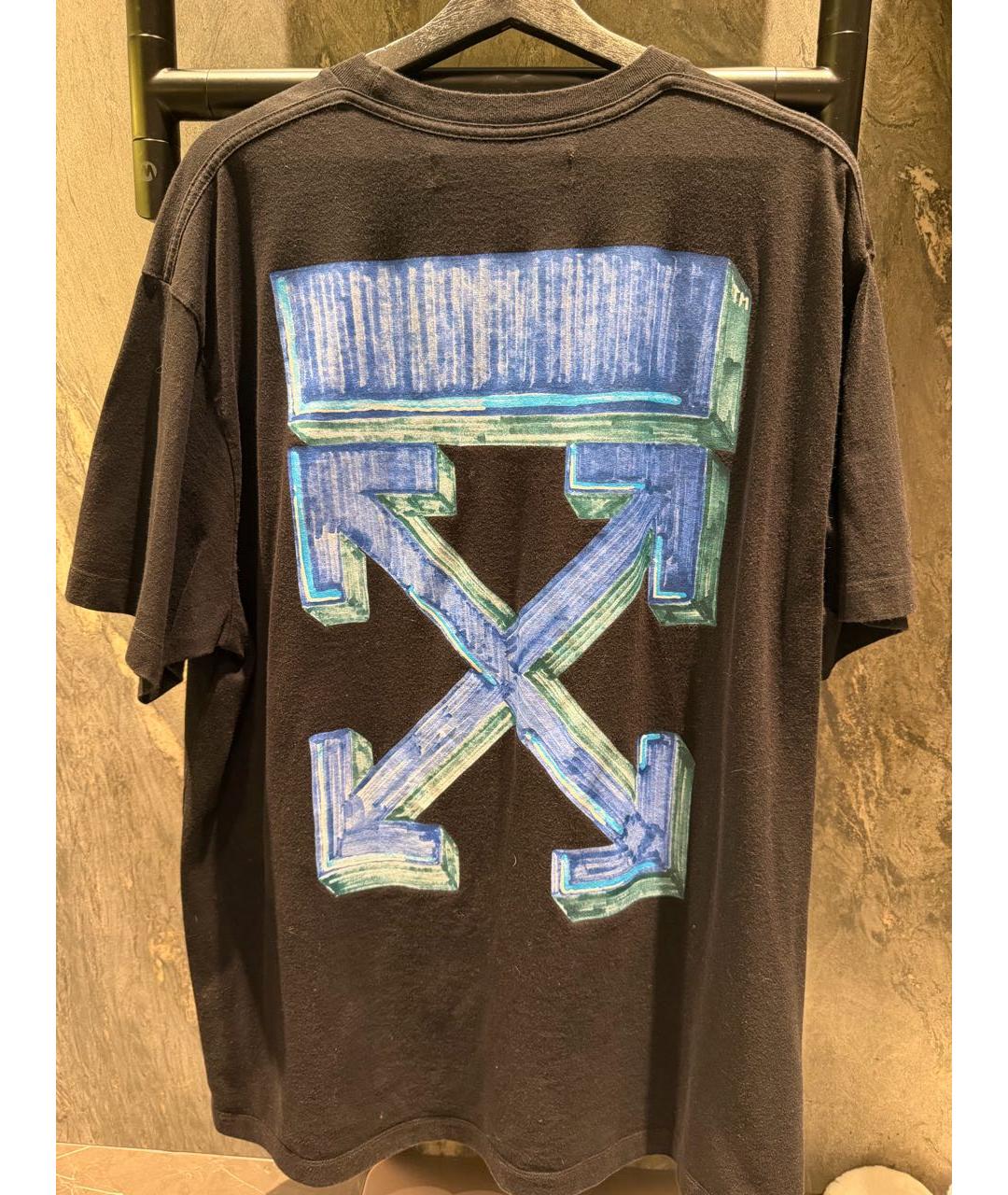 OFF-WHITE Черная хлопковая футболка, фото 2