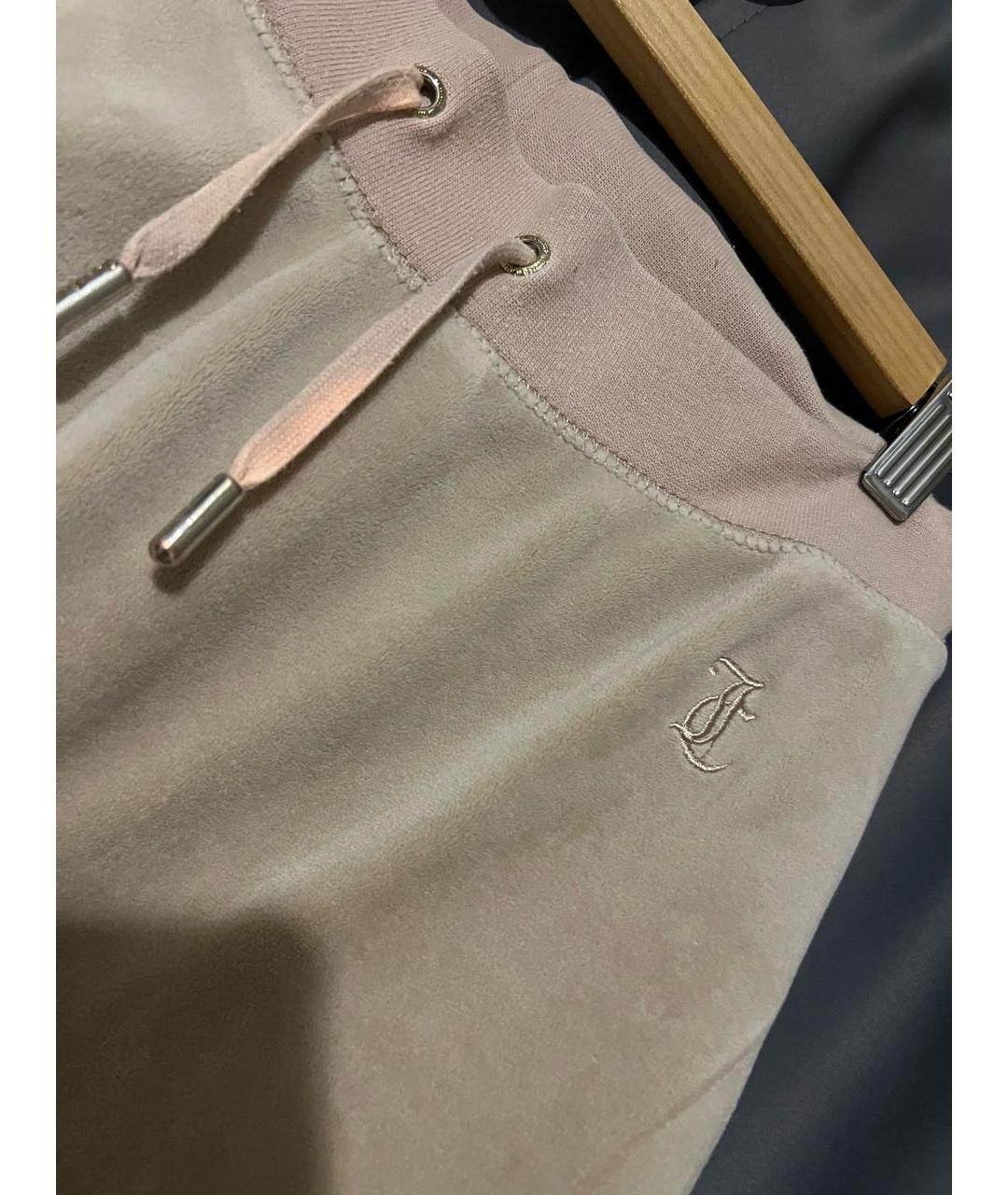 JUICY COUTURE Бежевые велюровые спортивные брюки и шорты, фото 2