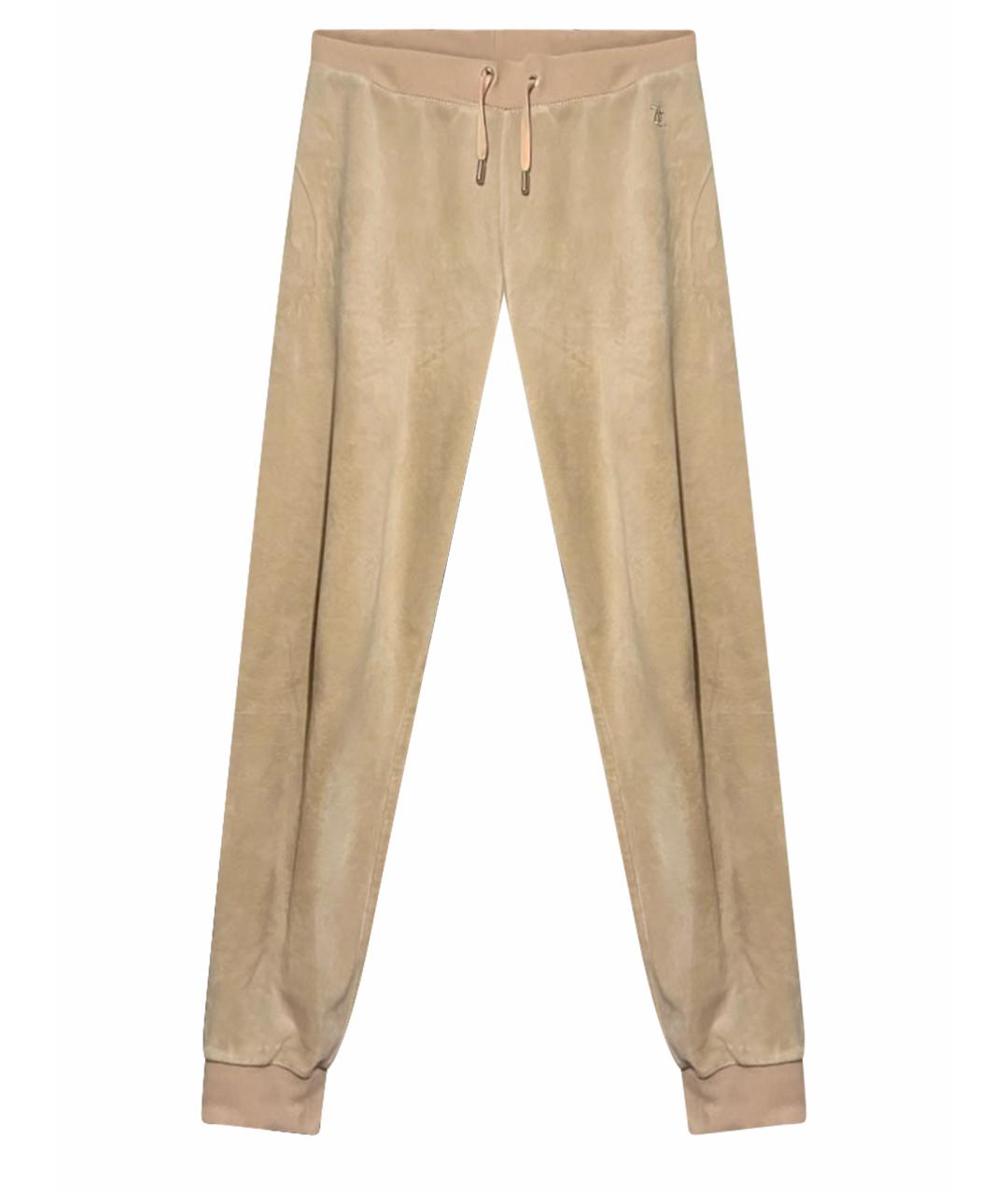 JUICY COUTURE Бежевые велюровые спортивные брюки и шорты, фото 1