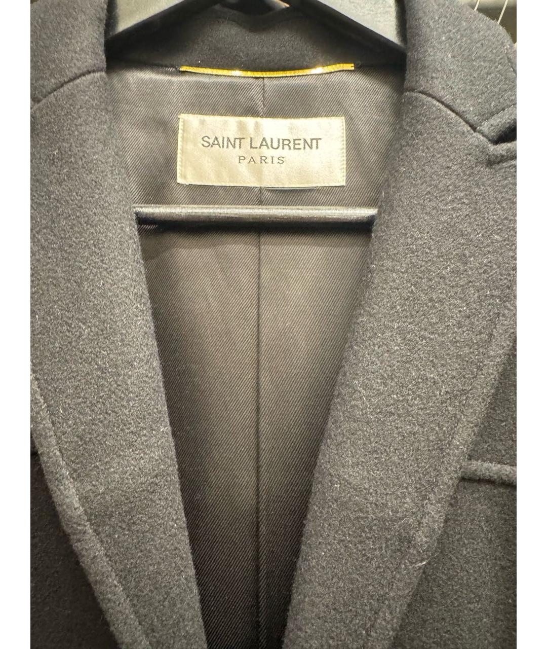 SAINT LAURENT Черное шерстяное пальто, фото 4