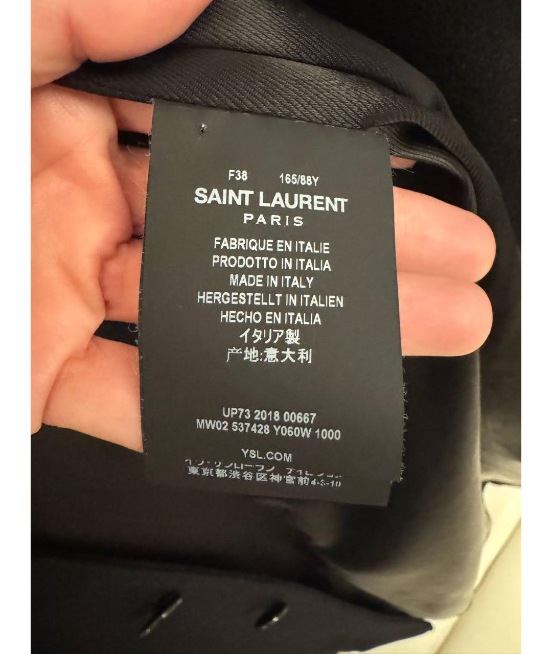 SAINT LAURENT Черное шерстяное пальто, фото 7