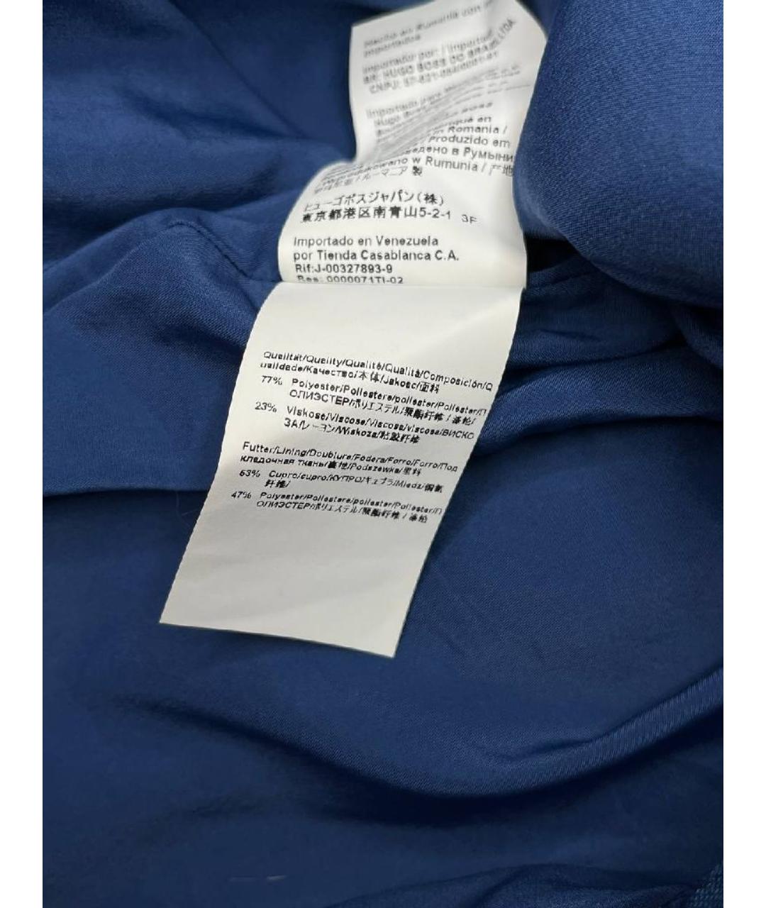 HUGO BOSS Темно-синяя полиэстеровая юбка миди, фото 4