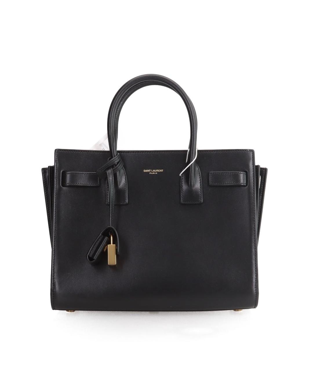 SAINT LAURENT Черная кожаная сумка тоут, фото 5