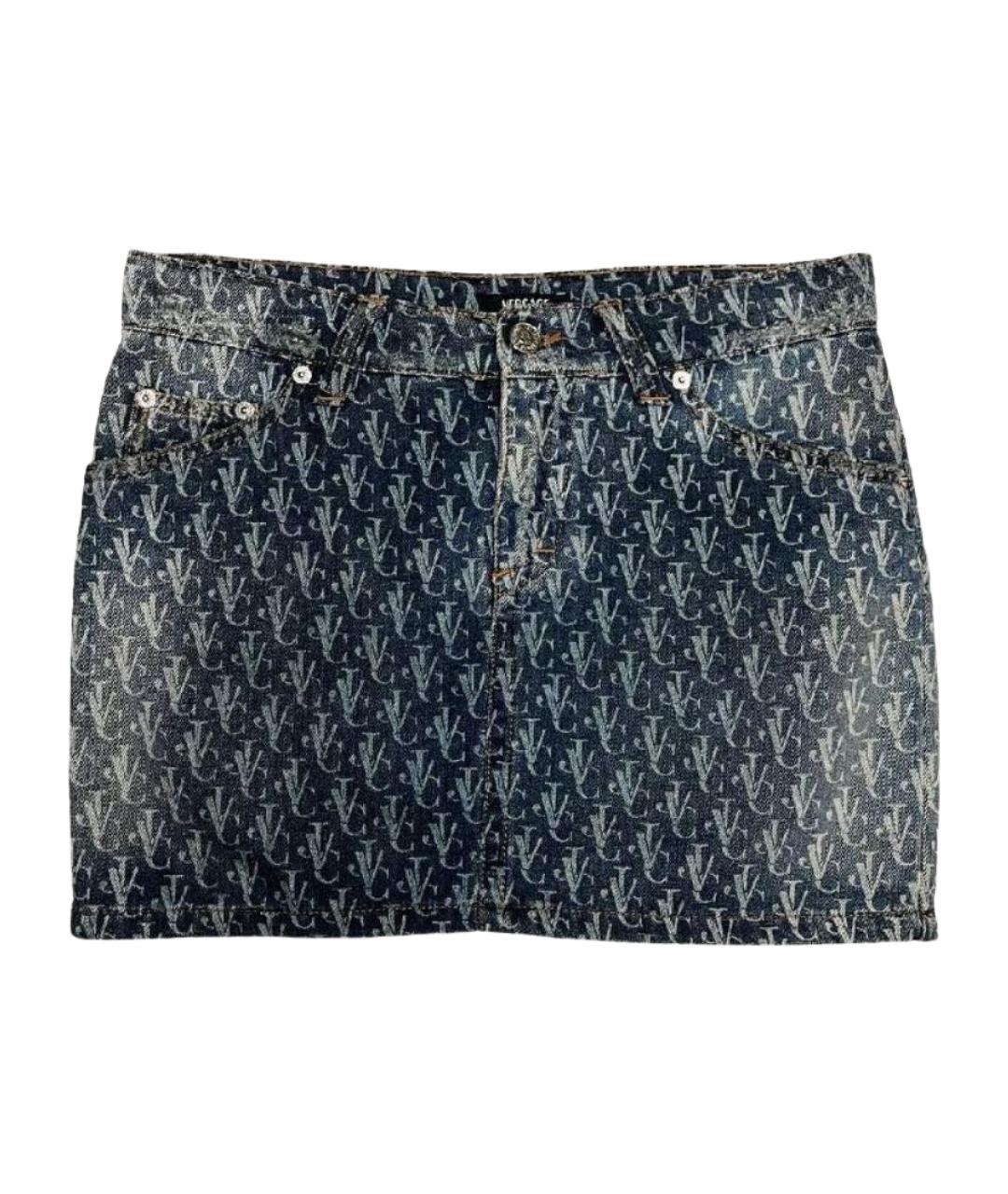 VERSACE JEANS COUTURE Темно-синяя хлопковая юбка мини, фото 1