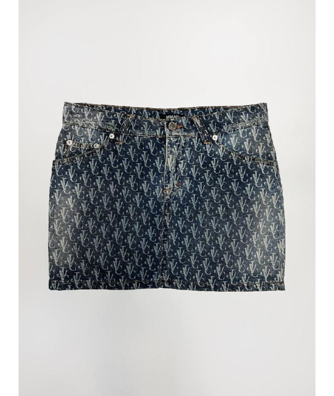 VERSACE JEANS COUTURE Темно-синяя хлопковая юбка мини, фото 5
