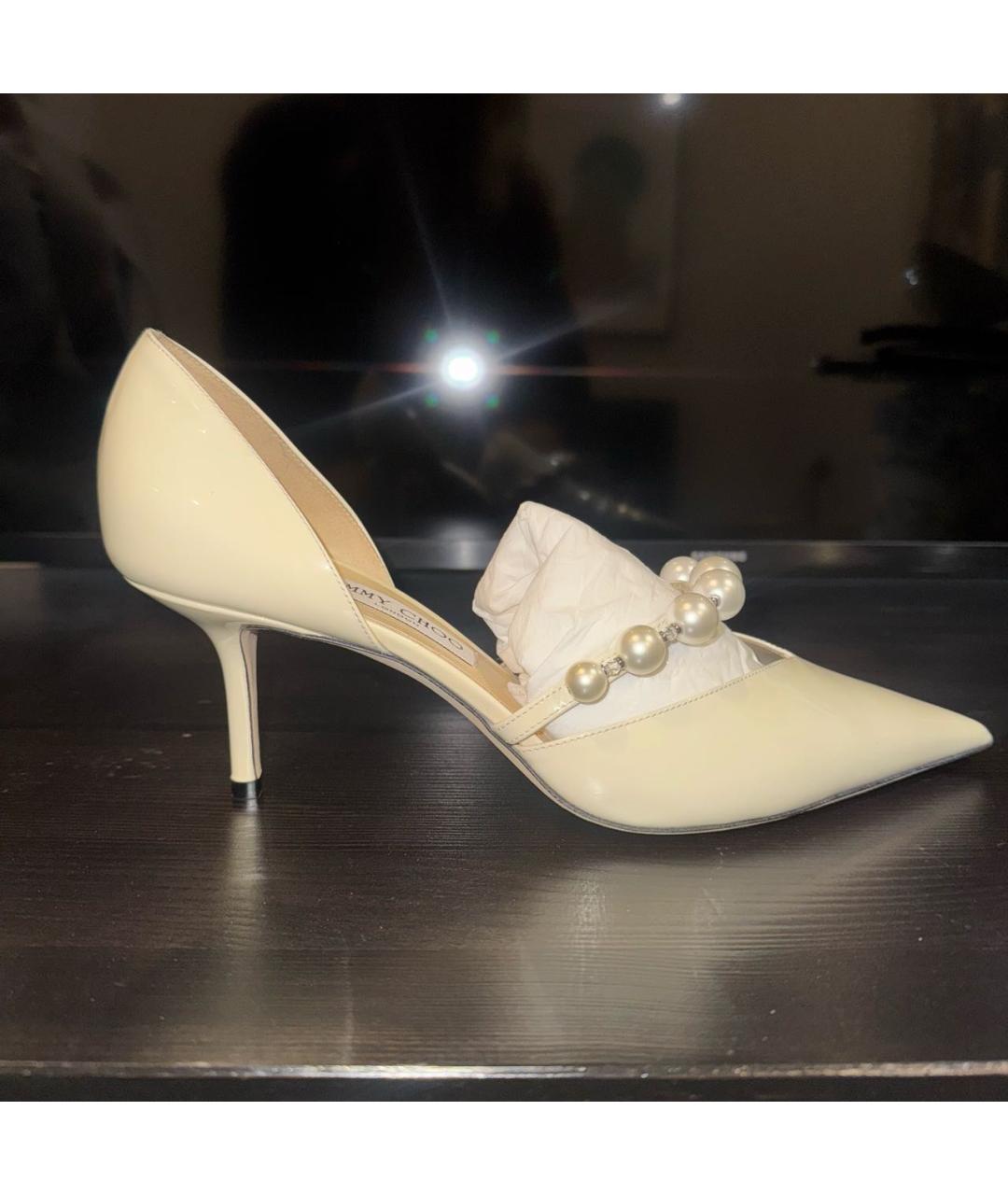 JIMMY CHOO Белые кожаные туфли, фото 7