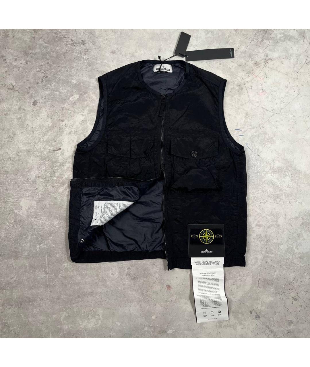 STONE ISLAND Черный полиамидовый жилет, фото 3